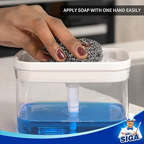 MR.SIGA Dish Soap Dispenser with Sponge Holder for Kitchen, White - color: White