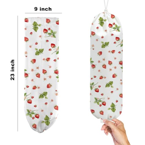 2Pcs Strawberry Plastic Bag Holder, Wall Mount Grocery Bag Holder - color: multicolour 1335