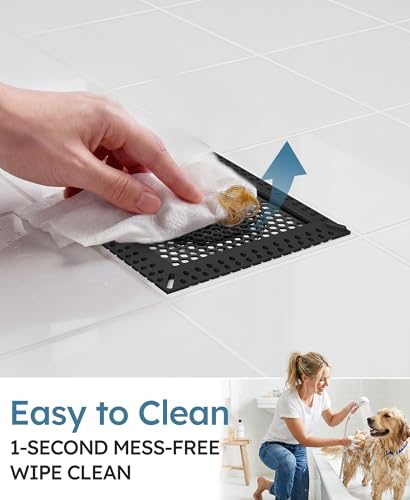 Square Shower Drain Hair Catcher, Anti-Clogging, Black, 4 inch - color: Matte Black, size: 4 inch