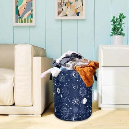 Night Sun Stars Moon Laundry Basket Foldable Oxford Cloth 18.9 x 16.5 Inch - color: Night Sun Stars Moon