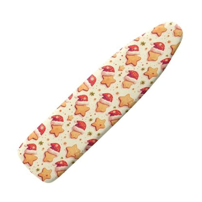 Christmas Star Biscuit Steam Ironing Board Cover, Creativity Santa Hat Biscuits 15x54 Inch Standard Ironing Board Cover Beige for Smooth Iron Machine Washable - color: Christmas Star Biscuit