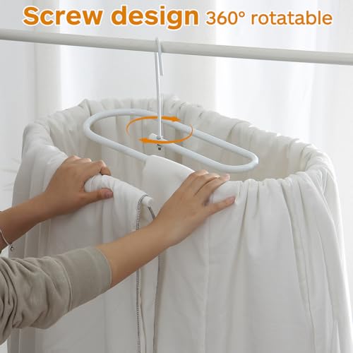 1 PCS Spiral Clothes Drying Rack, Space Saving Hanger for Sheets, Heavy Duty Iron Quilt Drying Rack with 360 Degree Swivel Hook, Laundry Room Storage Organizer for Blankets, Home Balcony