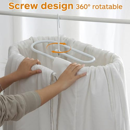 1 PCS Spiral Clothes Drying Rack, Space Saving Hanger for Sheets, Heavy Duty Iron Quilt Drying Rack with 360 Degree Swivel Hook, Laundry Room Storage Organizer for Blankets, Home Balcony