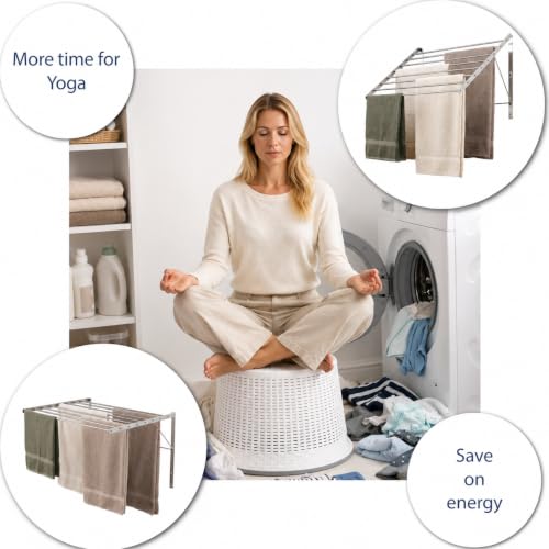 Smartsome | Wall Mounted Clothes Drying Rack | 22" Wide | 15 Linear Feet - size: 22 inches