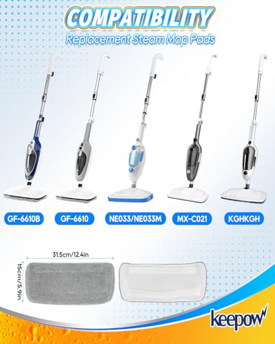 KEEPOW Steam Mop Replacement Pads Compatible with Neugo NE033, NE033M - color: Grey-2 Pack