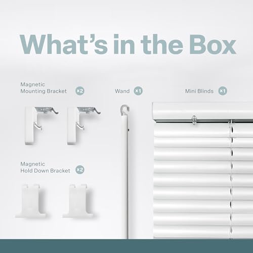 REGAL estate Strong Hold Magnetic Door Mini Blinds, White, 25 x 72 in - color: Magmount Mini Blinds - White, size: 25"W x 72"H