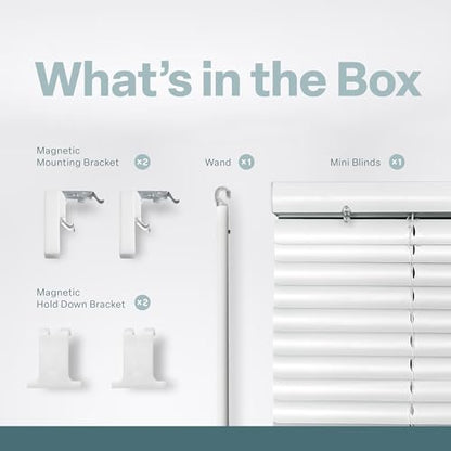REGAL estate Strong Hold Magnetic Door Mini Blinds, White, 25 x 48 in - color: Magmount Mini Blinds - White, size: 25"W x 48"H