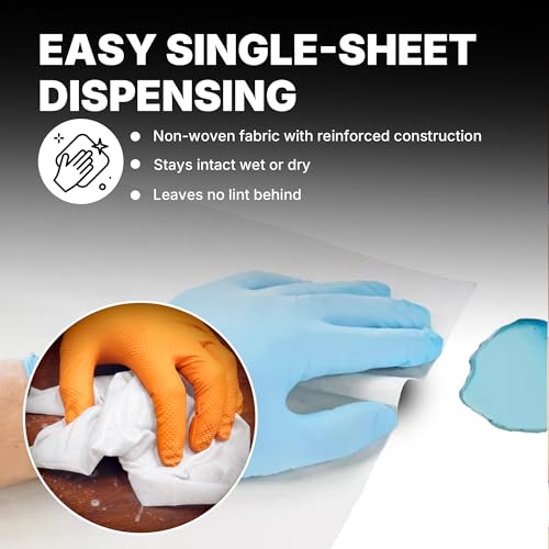 Lint Free Cleaning Towels, 100 Sheets, 9 x 17 Inch, Heavy Duty Disposable Cleaning Cloths, Tear Resistant Non Woven Wipes, Solvent Resistant, Industrial and Home Use, White,26020 - color: White