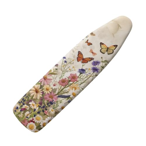 Butterfly Ironing Board Cover and Pad Floral, Non Stick Scorch and Stain Resistant 15x54 Fasteners Elastic Edge with Protective Scorch - color: Butterfly Floral