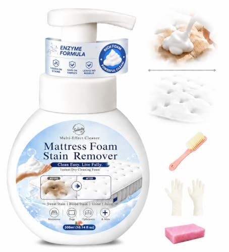 Snowlily Mattress Stain Remover Foam Spray - Multi-Surface Fabric and Upholstery Cleaner, Pet-Safe, Non-Toxic, Quick-Drying for Mattress, Couch, Carpet,300ml
