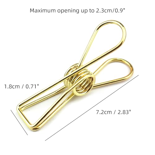 14 PCS Stainless Steel Large Gold Clothes Pins, High Elasticity Strength Clothespins - Heavy Duty Multipurpose Metal Wire Chip Clips, 2.83 Inch for Laundry Home, Kitchen, Outdoor, Office - size: 2.83 Inch (7.2x1.8cm)-Gold-14 PCS