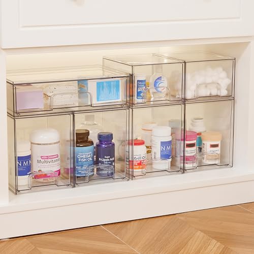 Vtopmart Clear Stackable Storage Drawers, 2 Pack Tall Plastic Organizers - style: 2pack High