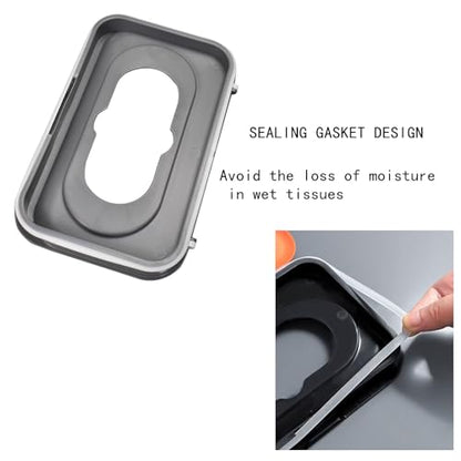 Tissue Box Cover Seal Rectangular Dryer Sheet Dispenser Storage Wet Wipes for Storage on Bathroom Vanity, Countertop, Bedroom Dresser (Gray/White) - color: Gray /White