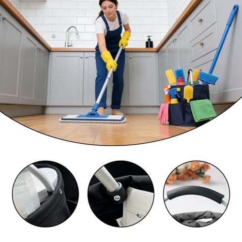 Tool Bucket Organizer 2-Pack, 17L Foldable Cleaner Caddy with 6 Pockets，Handle for Garden、Family and Bathroom, Can Also be Used as a Beach Basket or Shopping Basket，Black+Navy Blue