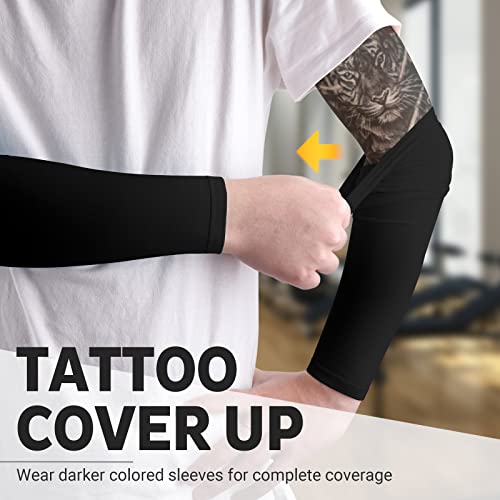 HEGCOIIE UV Sun Protection Arm Sleeves for Men & Women - Tattoo Cover Up - UPF 50 Cooling Sleeve for Golf, Cycling - color: 6 Pairs - Black 3 Pairs & White 3 Pairs