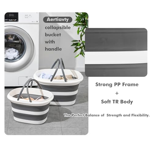 Collapsible Mop Bucket with Handles 4.2 Gallon Foldable Tub for Cleaning Large Silicone Pop Up Buckets Portable Collapse Camping Car Wash Basket for Space-Saving Storage - size: 4.2 Gallon - Bucket