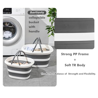 Collapsible Mop Bucket with Handles 4.2 Gallon Foldable Tub for Cleaning Large Silicone Pop Up Buckets Portable Collapse Camping Car Wash Basket for Space-Saving Storage - size: 4.2 Gallon - Bucket