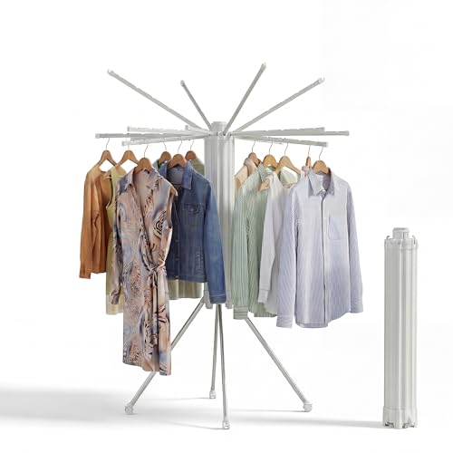 RFOUO Foldable Clothes Drying Rack with Aluminum 4Legs 16Rods Single Layer - color: Single