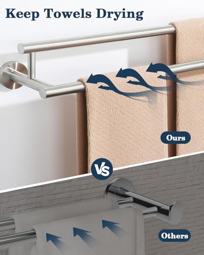 Alise Double Towel Bar,20" Towel Racks for Bathroom Wall Mounted,Nickel - color: Brushed Nickel, size: 20-Inch (2-Bars)