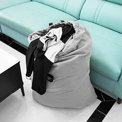 SWISSELITE Heavy Duty Laundry Bag, Large Travel Dirty Clothes Bag - color: Light Gray