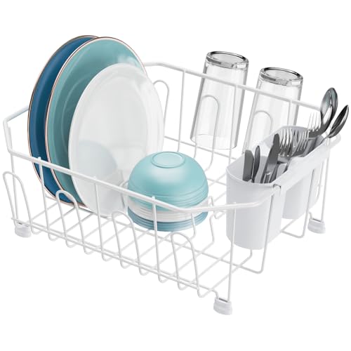 GSlife Small in Sink Dish Drying Rack - Stainless Steel for RV Kitchen - color: White, size: Small - 13.4" x 11.6" x 5.3"