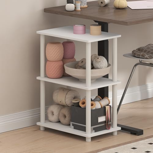 Furinno Turn-N-Tube Storage Shelves, 3-Tier Book Shelf, Corner Shelf, Toolless Open Shelves, for Organization and Storage, Living Room, Garage, Home Office, White - color: White/White, size: 3-Tier Narrow