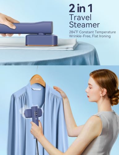 Sundu Steamer for Clothes Portable 2-in-1 Travel Steamer Iron for Clothes - color: Denim Blue