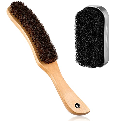 Patelai 2 Pcs Horsehair Felt Hat Brush Kit, Wooden Color, Wood - color: Wooden Color