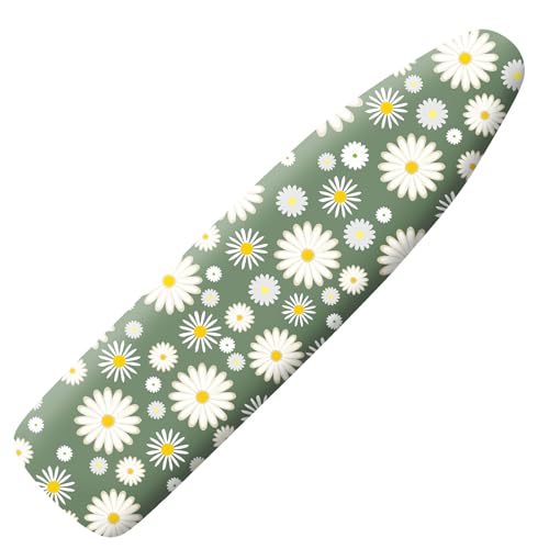 Extra Thick Ironing Board Cover and Pad, 15x54 Ironing Board Cover, Resist Scorching and Staining,Elastic Edges,Sage Green White Daisy Spring Flowers - color: Daisy Green