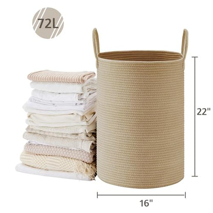 VIPOSCO 72L Tall Woven Laundry Basket Hamper, Jute - color: Jute, size: 72L