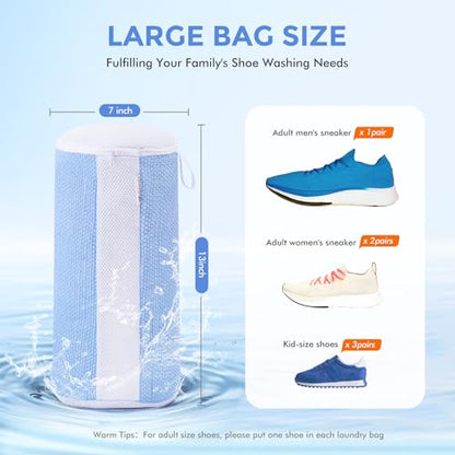 Large Shoe Washing Machine Bags for Sneakers & Tennis Shoes, Blue 2-Pack - color: Blue