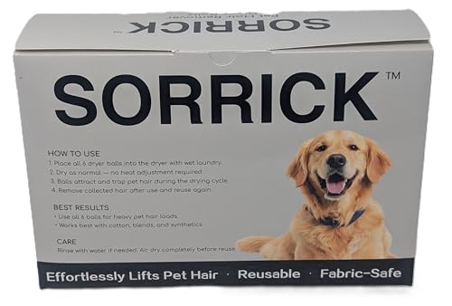 Sorrick Pet Hair Remover for Laundry – Reusable Dryer Balls Lint & Fur Remover for Clothes, Washer & Dryer Safe, Gentle Fabric Cleaner, 6 Pack