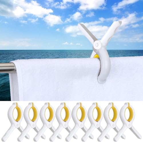 Hushee 8 Pack Pontoon Boat Towel Clips for Rail,Yellow,Single-Claw - color: Yellow, style: Single-claw