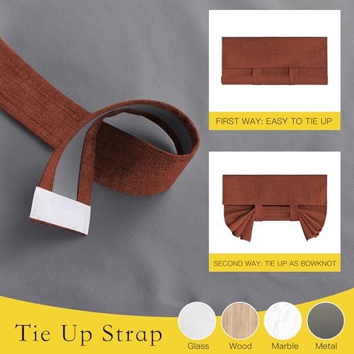 NICETOWN Linen Door Curtains 100% Blackout Tie Up Shades Door Window Cover - color: Caramel, size: 26"W x 72"L (Pack of 1)