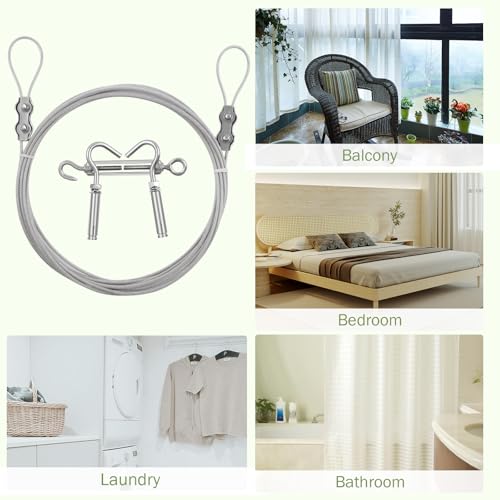 DEWEL 32FT Stainless Steel Clothes Lines for Hanging Clothes Outside - size: 32ft