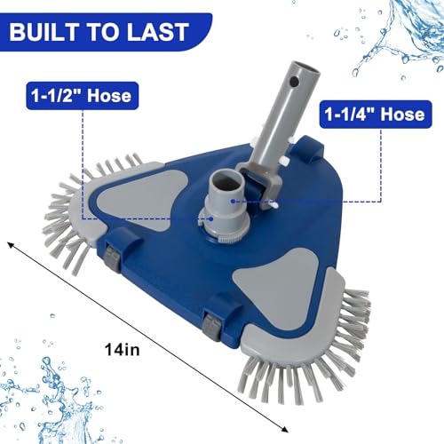 POOLAZA Weighted Pool Vacuum Head with Rotatable Hose Connector & Brushes