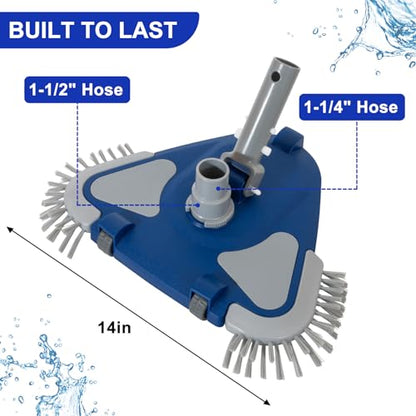 POOLAZA Weighted Pool Vacuum Head with Rotatable Hose Connector & Brushes