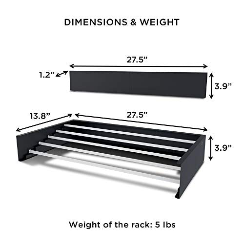 Step Up Laundry Drying Rack (27.5-INCH Industrial Gray), Wall Mounted, Retractable Clothes Drying Rack, 40lbs Load Capacity, 11.6 Linear Ft, with Wall Template and Long Screwdriver Bit - color: Industrial Gray, size: 28" Wide