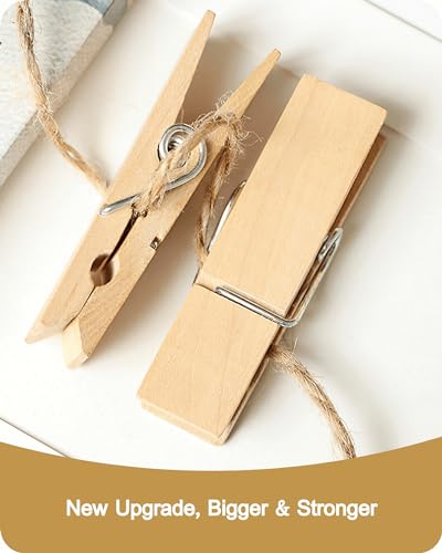 Clothes Pins, Sturdy and Heavy Duty Natural Wood Clips Wooden Clothespins for Hanging Clothes Photo Pictures Crafts Small Classroom Decorative Peg, 30 PCS