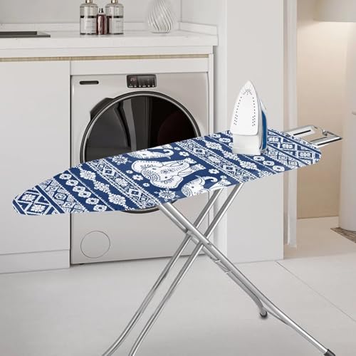 15x54 Inch Ironing Board Cover Aztec Elephant Print Decorative Covers for Ironing Board Standard Size Home Decorations - color: Blue and White - Aztec Elephant