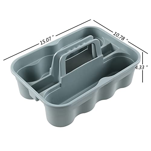 6-Pack Plastic Caddy for Cleaning Products, Caddy with Handle, Gray