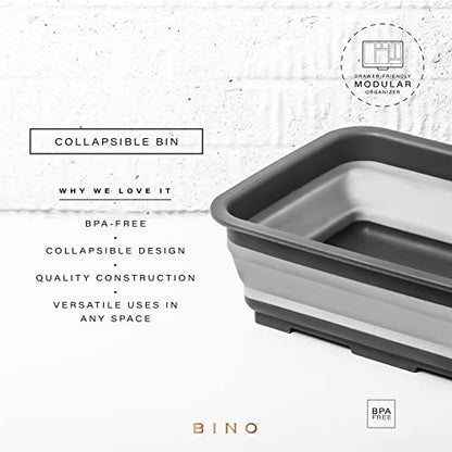 BINO Collapsible Wash Basin - Grey | Portable Dish Tub | Kitchen | Camping | Sink | Home Essentials | Baby Travel | Folding Dish Pan for Maximum Space Saving - color: Gray