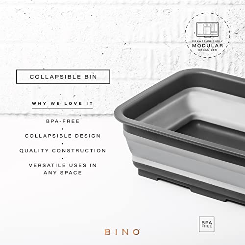 BINO Collapsible Wash Basin - Grey | Portable Dish Tub | Kitchen | Camping | Sink | Home Essentials | Baby Travel | Folding Dish Pan for Maximum Space Saving - color: Gray
