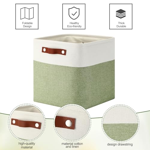 Uiifan 12 x 12 x 12 Inch 8 Pack Fabric Storage Baskets with Handles, Green - color: Green, size: 12 x 12 x 12 Inch