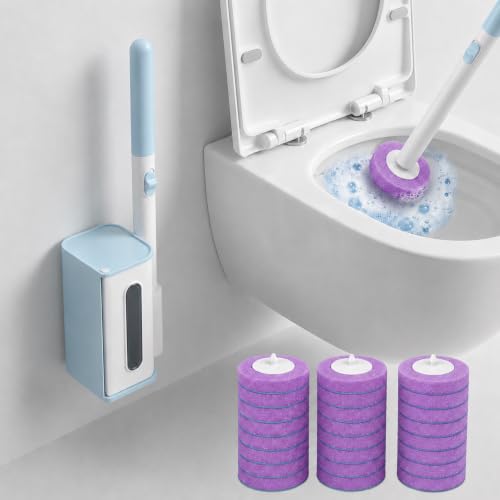 Disposable Toilet Bowl Cleaner Wand with Holder Set, Wall-Mounted