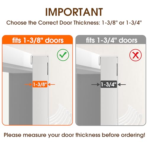 KitchLife Over The Door Hooks Hanger with 7 inches Extended Arms, Fits 1 3/8" Doors, F18U, Bathroom Towel Rack Organization, Thickened 6-Double Hook, Glossy White - color: Glossy White, size: Fits 1 3/8" Doors with 7" Arms