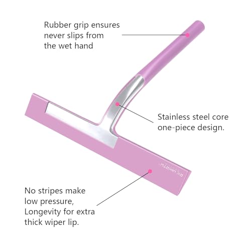 Silicone Rubber Blade Shower Squeegee 9" in Width Window & Car Squeegee - Pink - color: Pink, size: 9 Inch