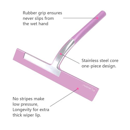 Silicone Rubber Blade Shower Squeegee 9" in Width Window & Car Squeegee - Pink - color: Pink, size: 9 Inch