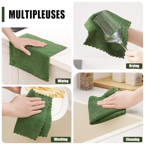 Kitinjoy 24 Pack Kitchen Cloths Dish Towels (10" x 10", Grass Green) - color: Grass Green, size: 10 X 10 inch- 24 Pack