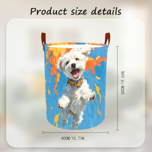 Laundry Basket 15.7x19.7 in White Puppy Autumn Hamper for Bedroom - color: colorful1250